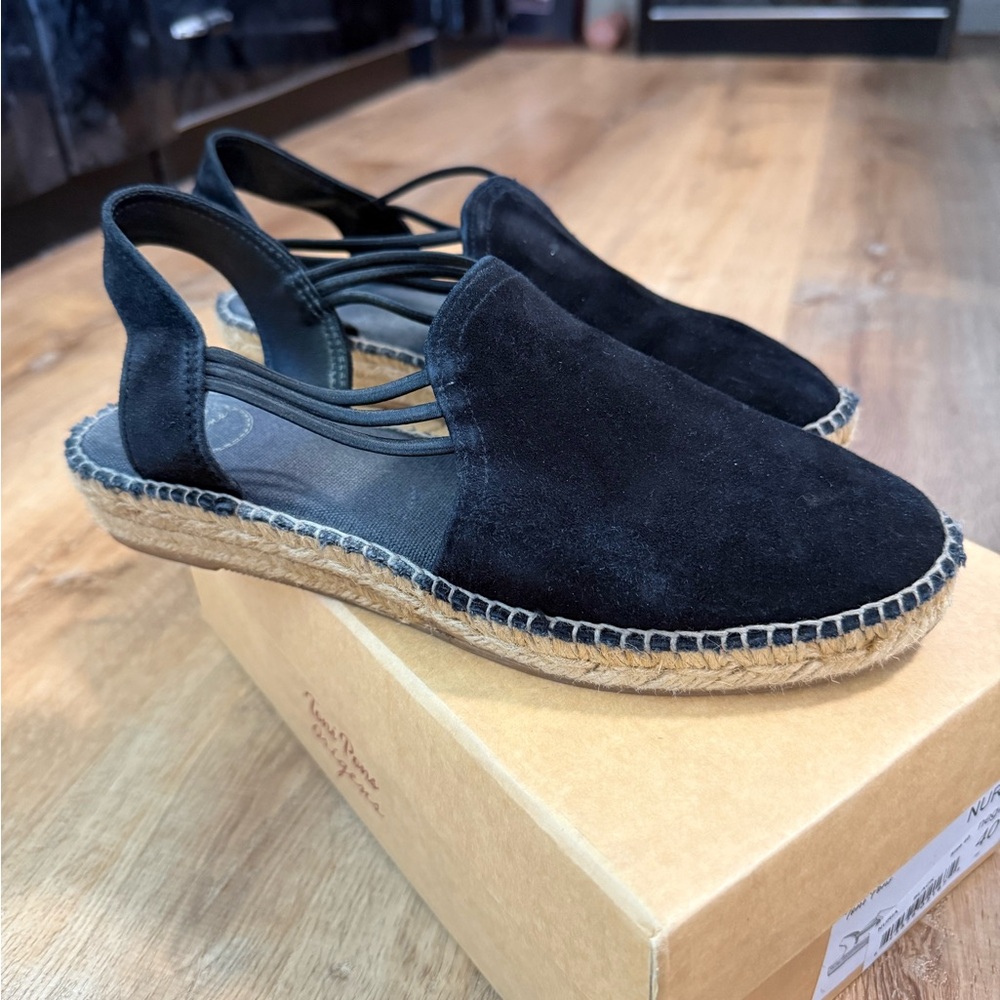 Black Suede Slingback Sandals - Picture 2 of 4